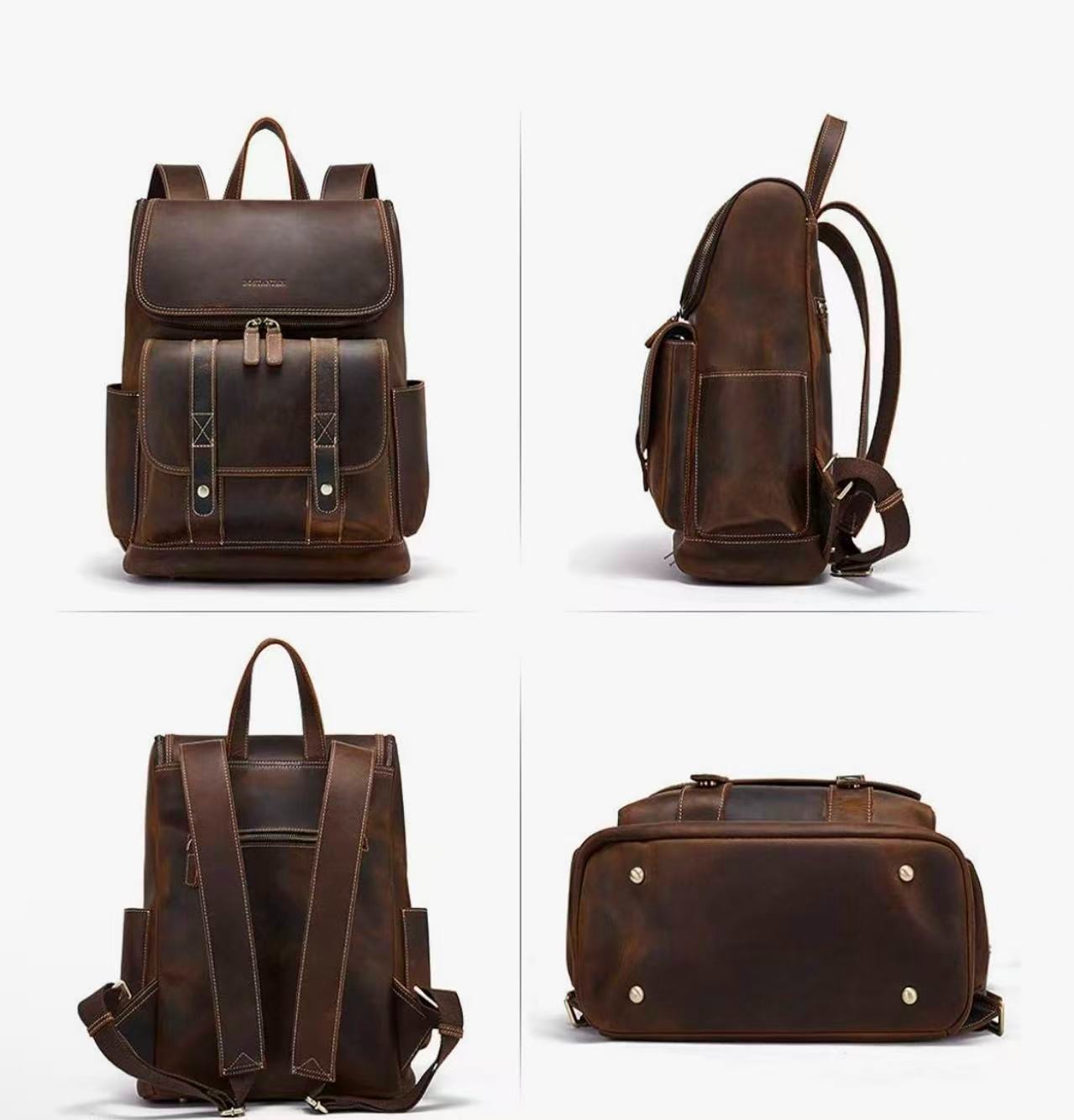 BOSTANTEN Leather Backpack for Men 15.6 inch Laptop Backpack Vintage Travel Offi