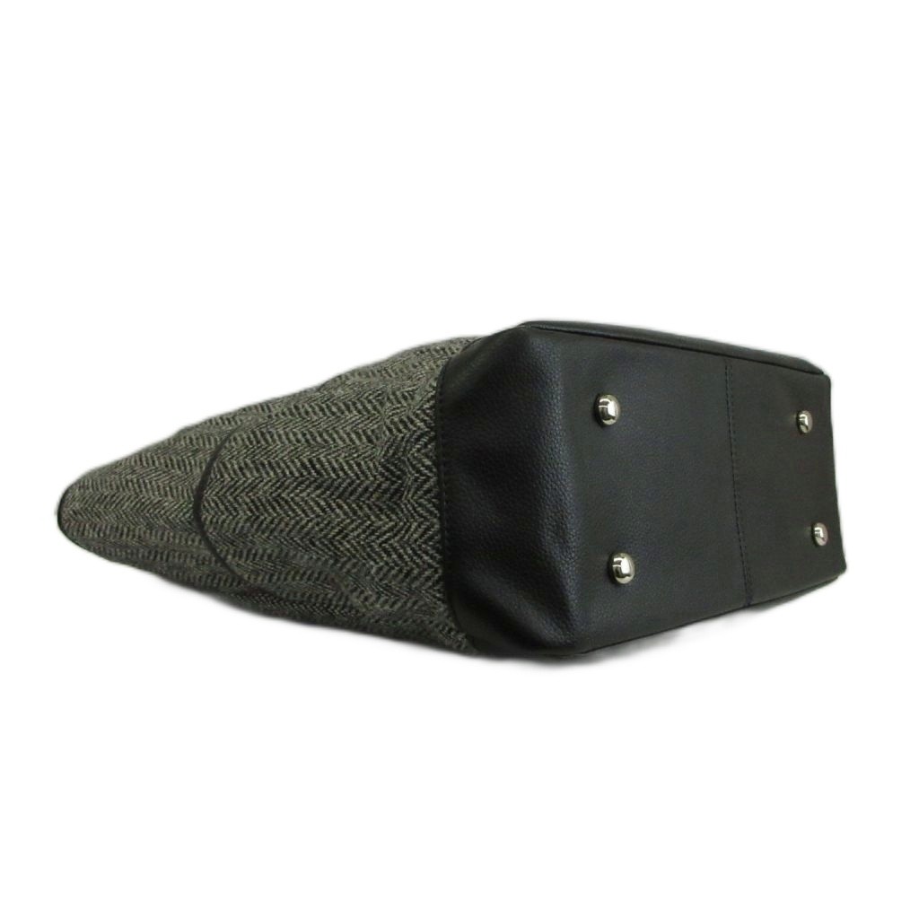Harris Tweed Black Tote Bag Men’s Tweed Herringbone AB Condition 16×12.5in