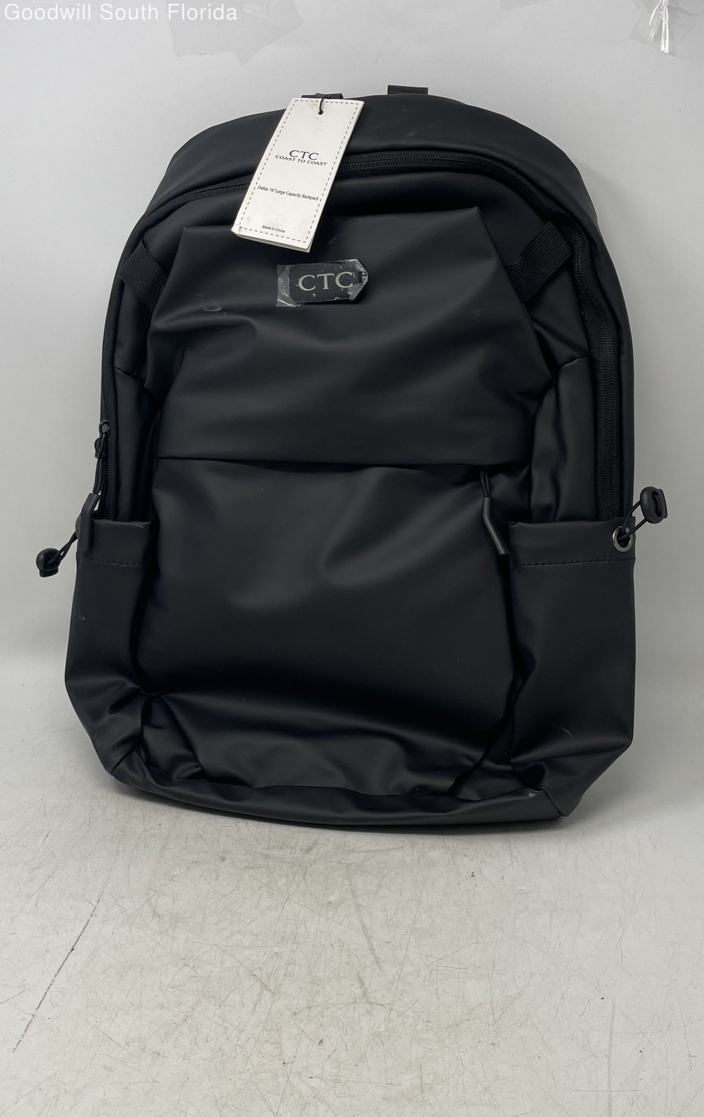 CTC Unisex Black Adjustable Strap Inner Pockets Shoulder Backpack With Tag