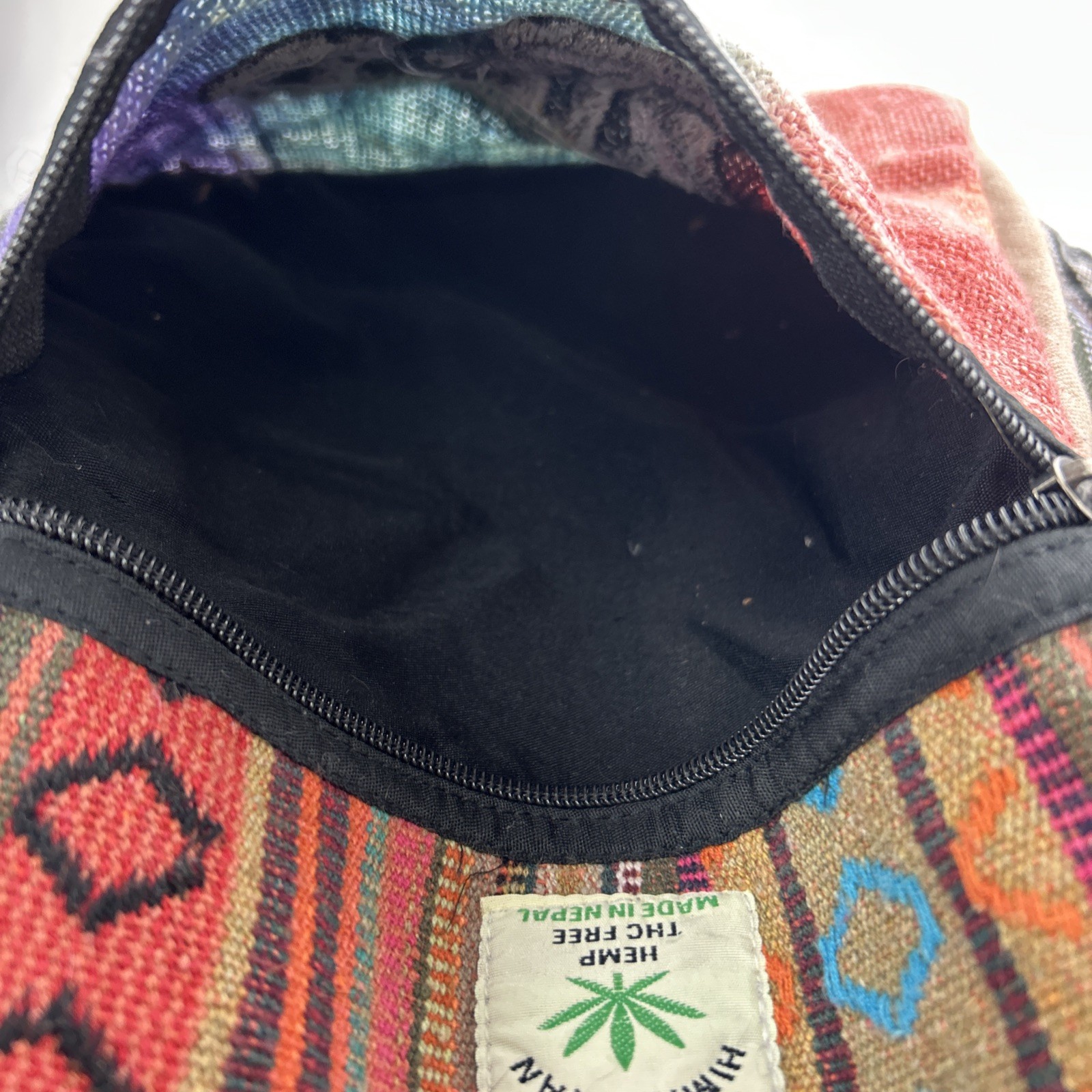 Himalaya Hemp Backpack Orange Red Aztec Southwestern Mushrooms Hippie Bag Canvas