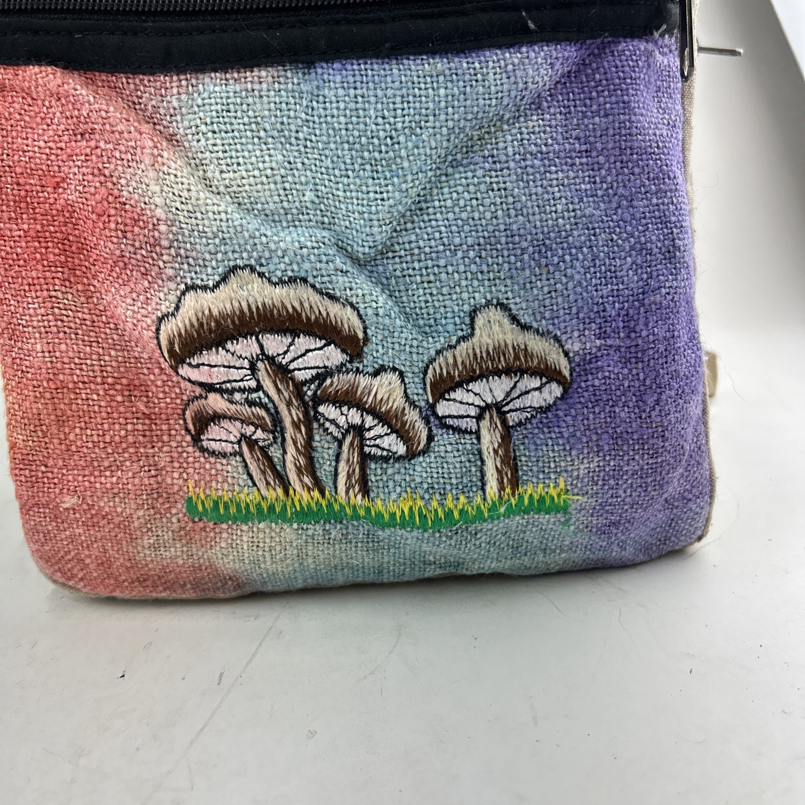 Himalaya Hemp Backpack Orange Red Aztec Southwestern Mushrooms Hippie Bag Canvas