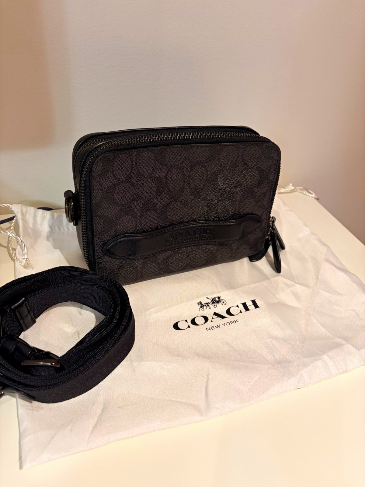 Coach Charter Crossbody Bag in signature monogram in charcoal