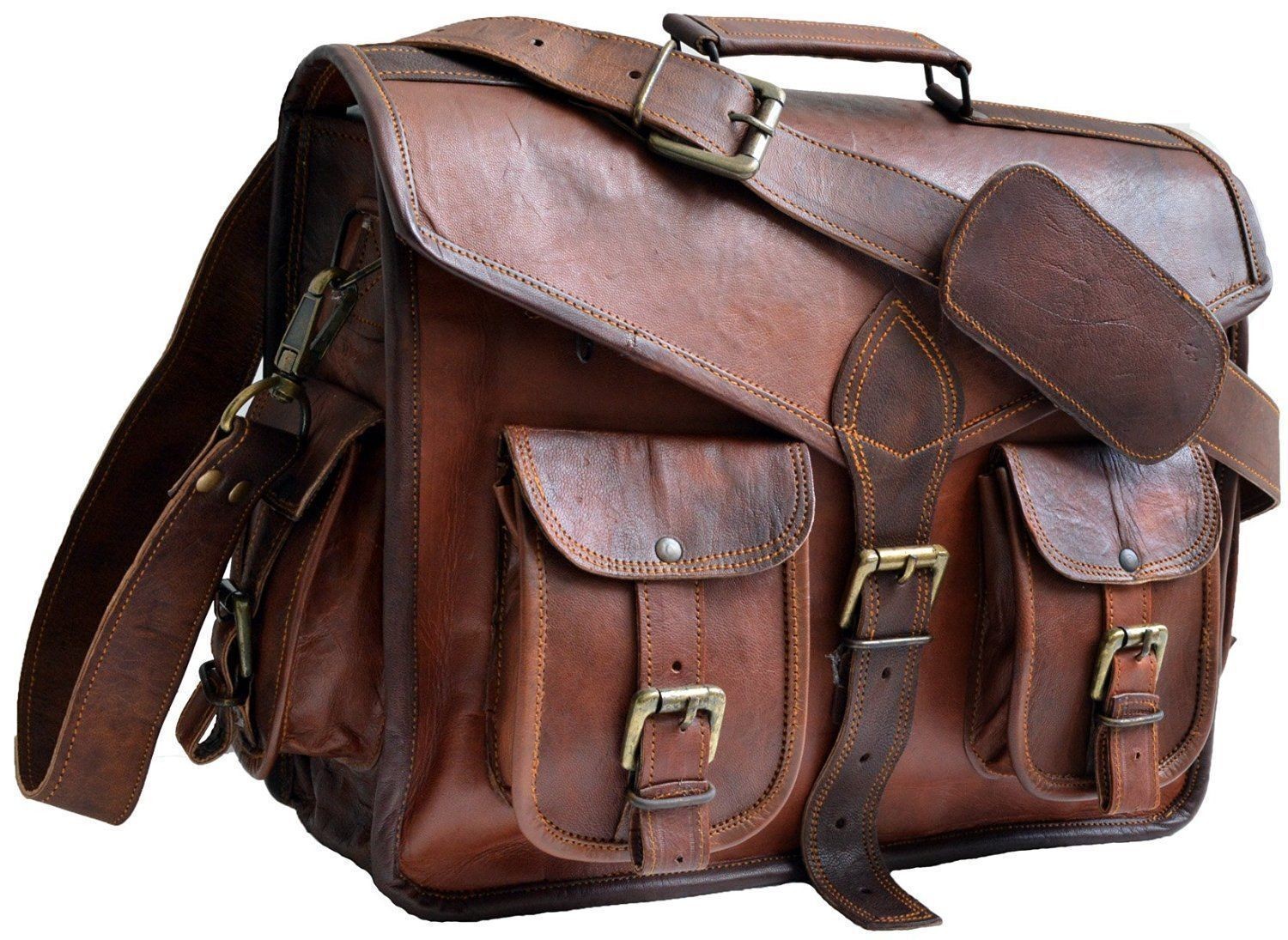 Handmade Men’s prestige Leather Vintage Laptop Messenger Briefcase Bag Satchel