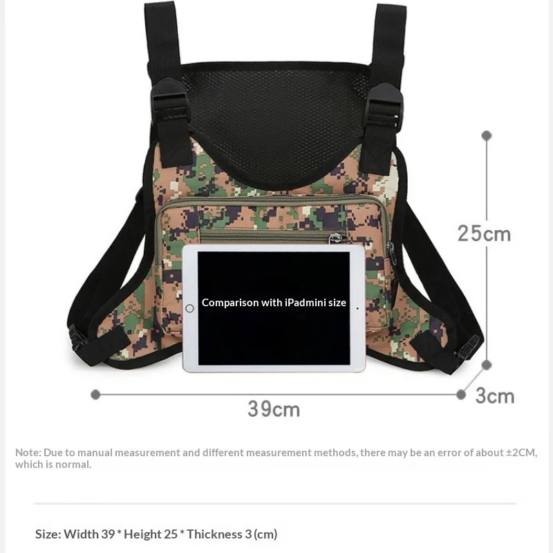 Multi Purpose Tactical Chest Pack Outdoor Men Cycling Vest Bag Digital Camo Spor