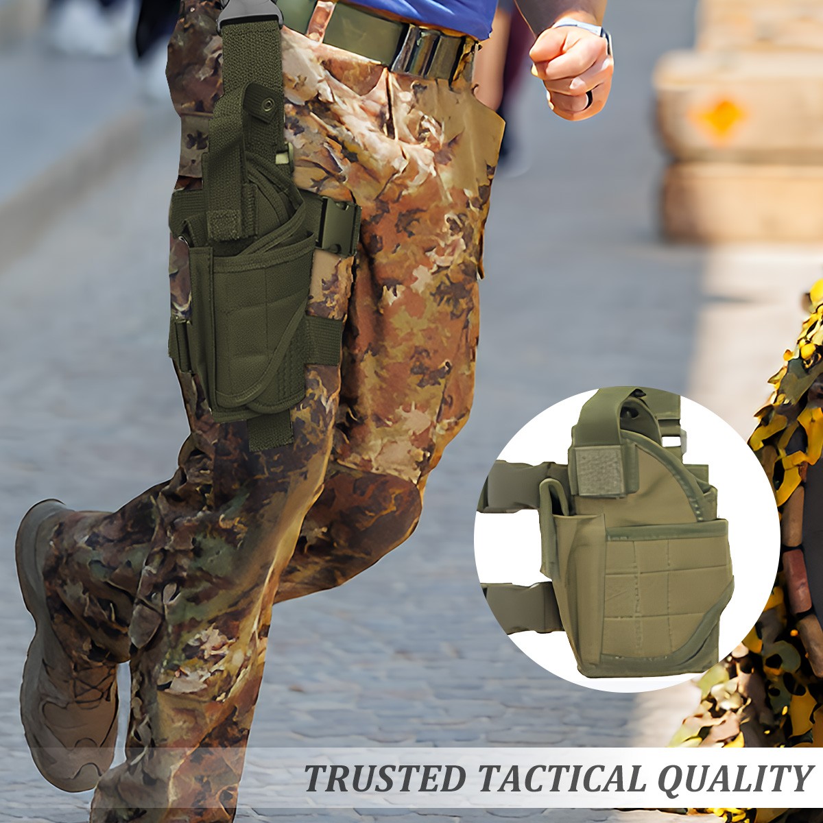 Tactical Adjustable Pistol/Gun Drop Leg Thigh Holster Magazine Pouch Right Hand