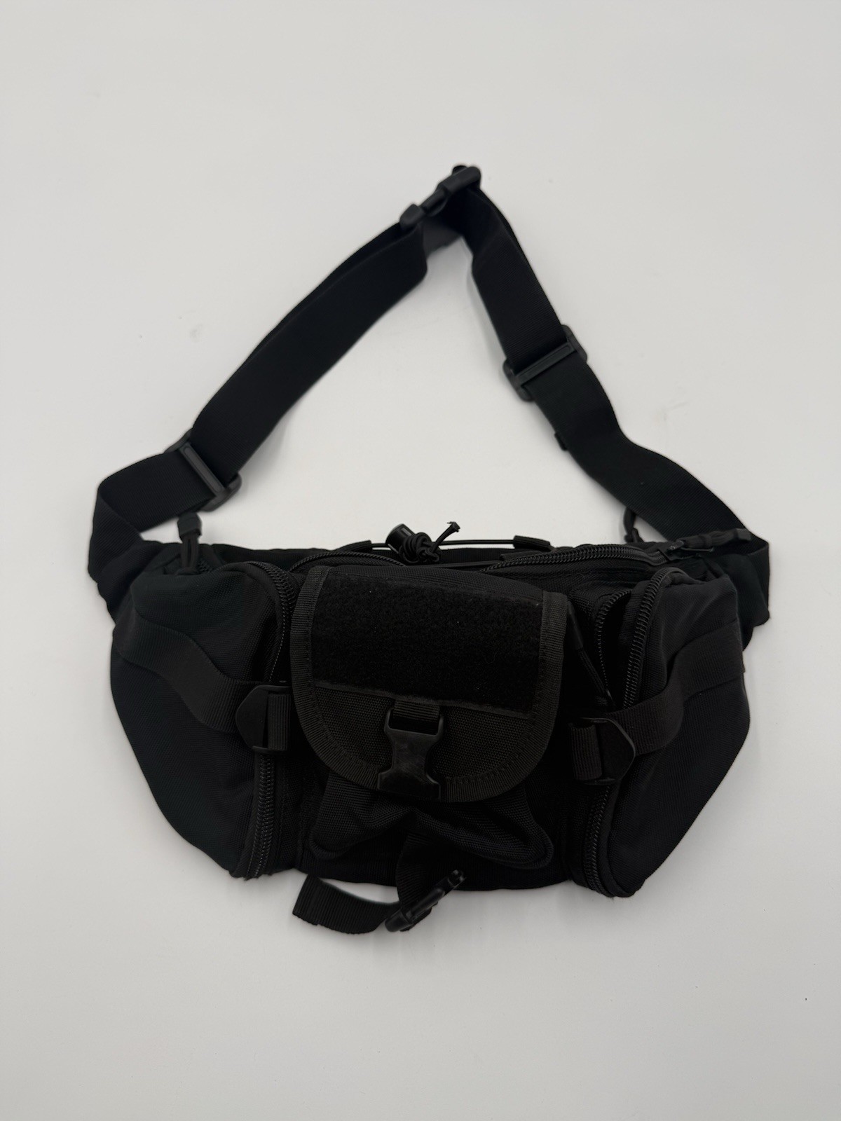Tactical Waist Bag / Crossbody Utility Pack – Black Travel Fanny Pack w Pockets