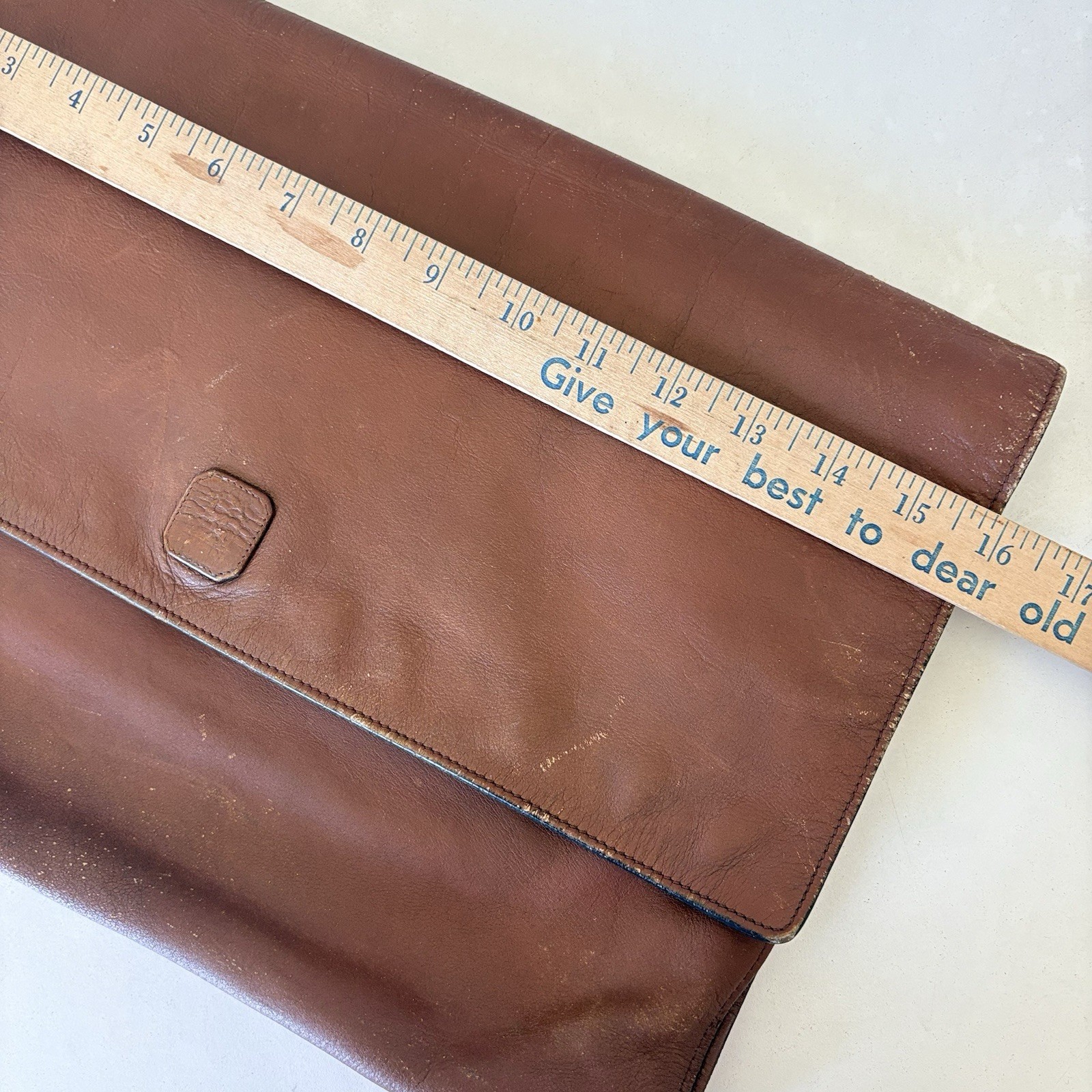 Papini Firenze Brown Leather Briefcase Clutch Bag 15.5”x10.5” Made In Italy