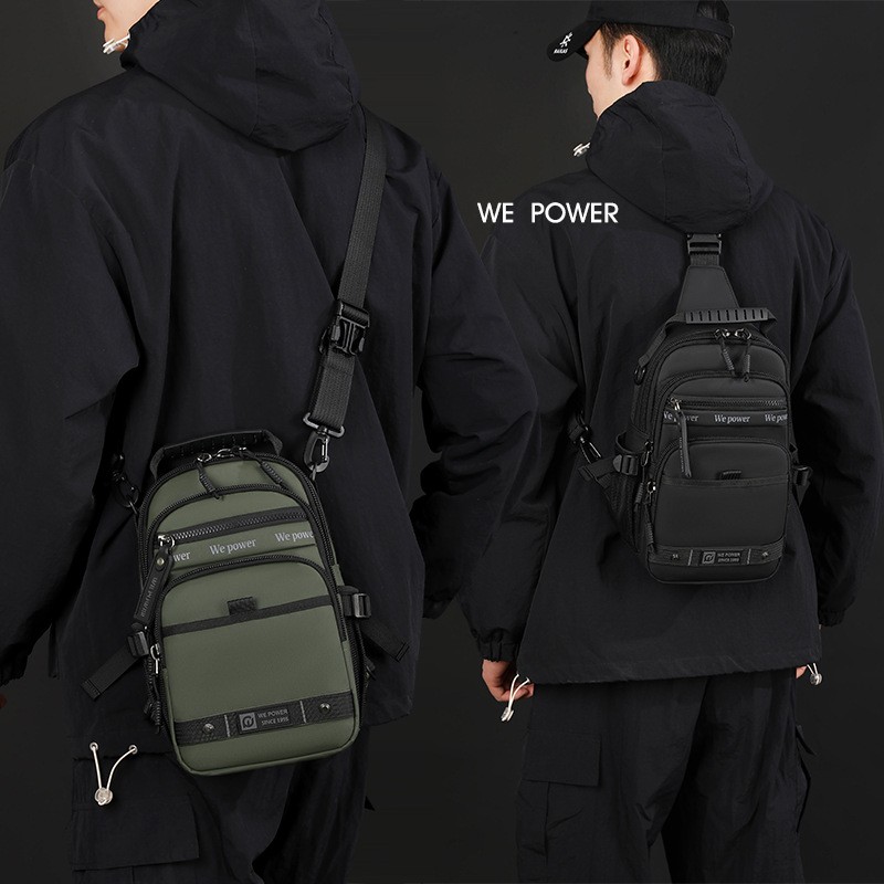 Waterproof Nylon MultiPocket Outdoor Sling Chest Bag Unisex Cycling Shoulder Bag
