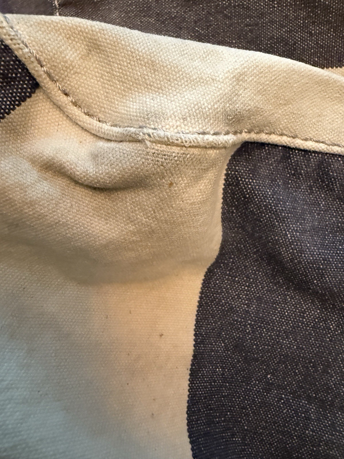 VTG American Eagle Messenger School Bag Stripe Cotton Leather Strap & Patches