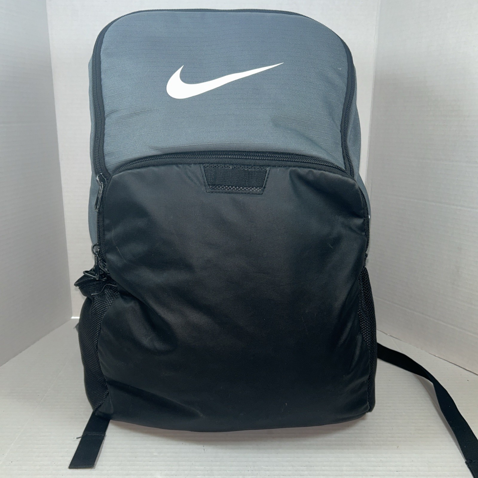 Nike Swoosh Logo Backpacks Solid Black Gray Colorblock School College Work