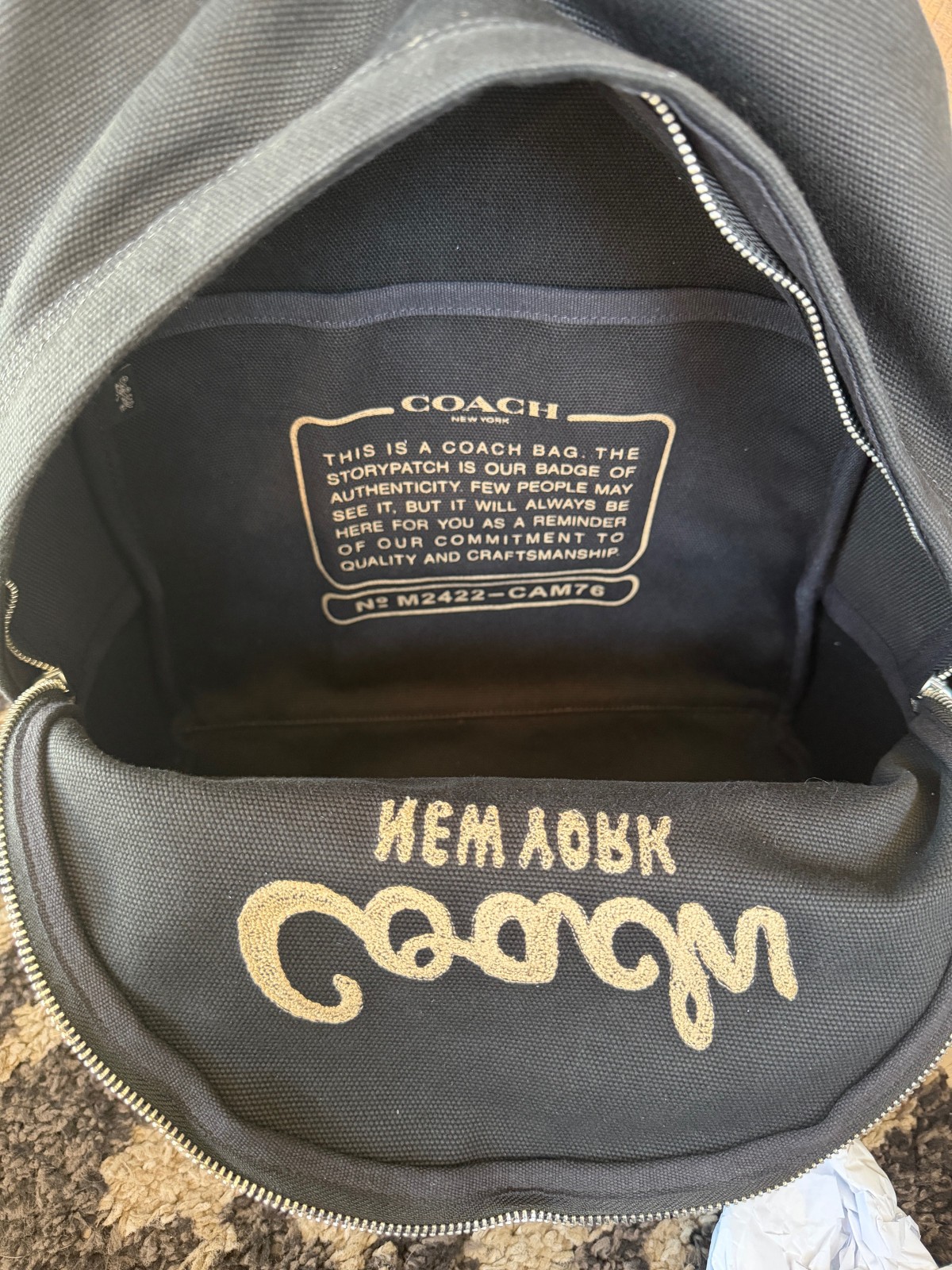 NEW ~ COACH Cargo Zip Adjustable Straps Backpack in Black, #CAM76, NWT