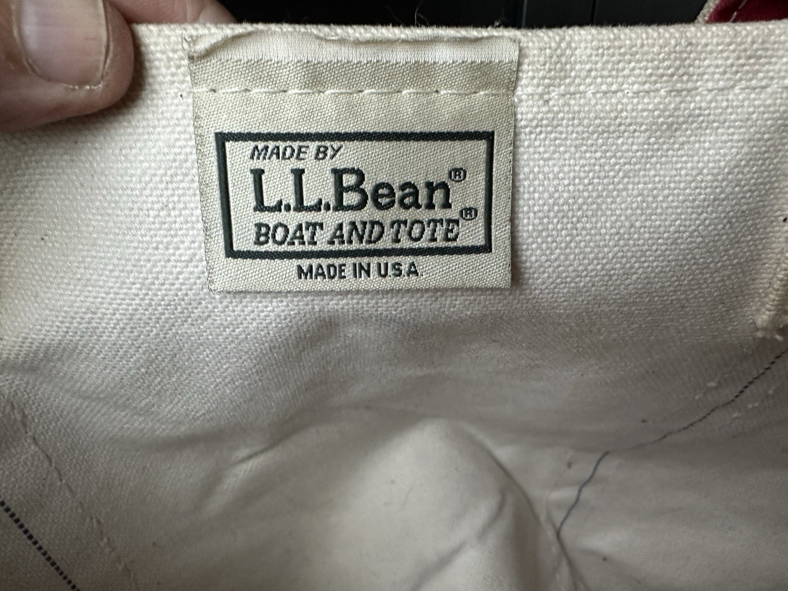 Vintage 90’s LL BEAN Boat and Tote Bag Large Ivory W/ Red Trim Thick Canvas USA