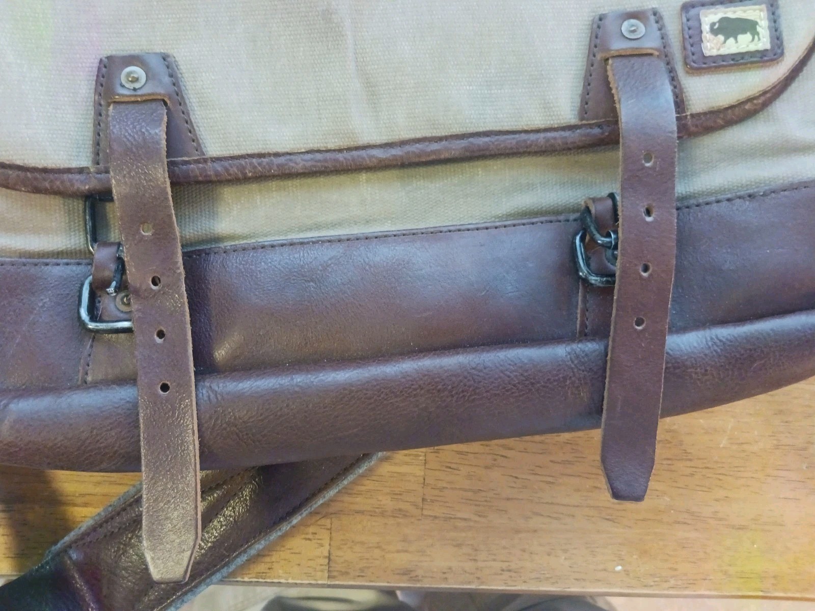 Buffalo Jackson Briefcase,Incredible Condition Leather And Waterproof Canvas