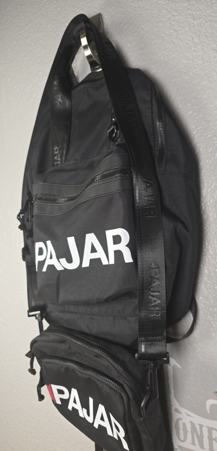 Pajar Canada Black Rucksack Backpack Logo Straps Utility & Crossbody Bag