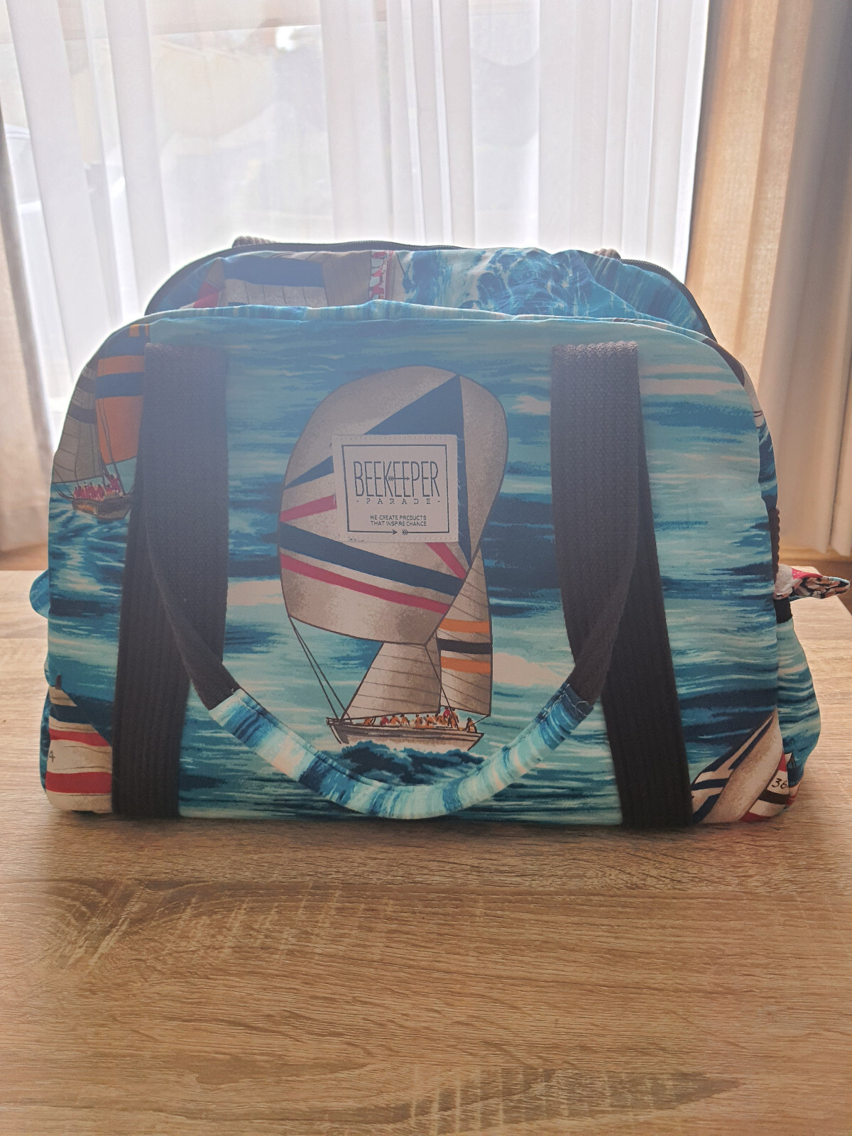 New upcycled blue overnight bag hand carry bag cabin bag – last one – RRP $169