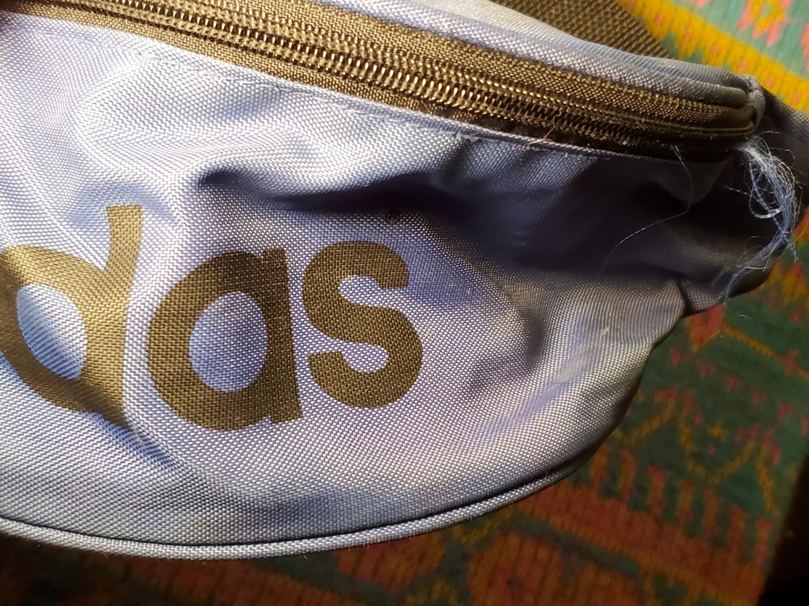 Vintage ADIDAS Fanny Pack Bum Bag Blue Zipper Waist Pouch Trefoil Adjustable