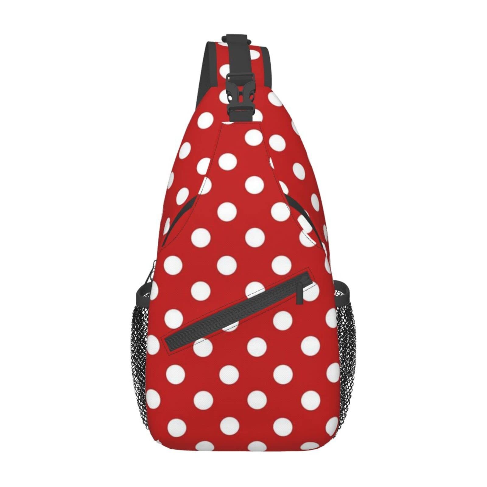 Cute Red White Polka Dot Sling Backpack Travel Hiking Crossbody Shoulder