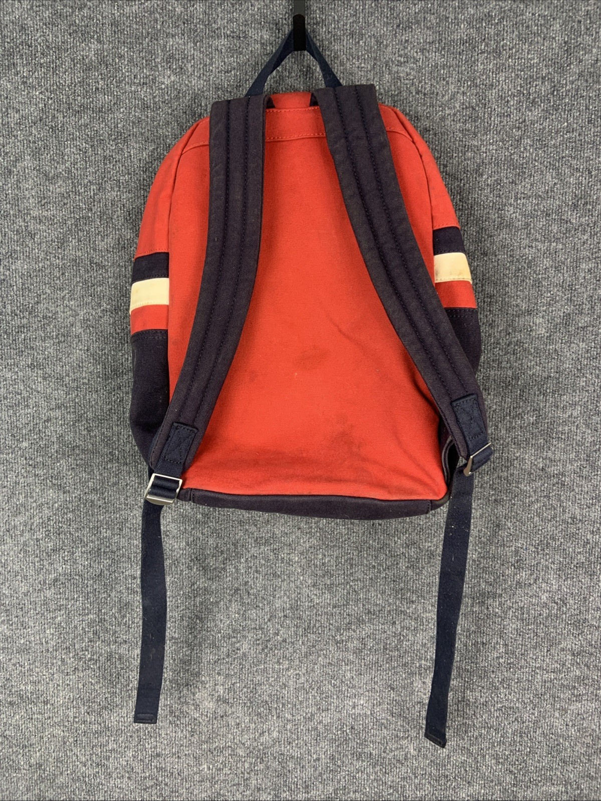 Vintage Tommy Hilfiger Red White Blue Navy 16″ Canvas Heavy Duty Backpack
