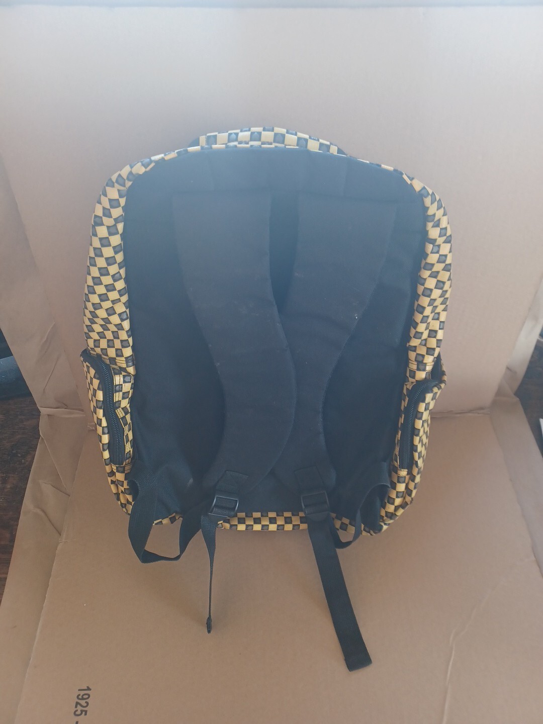 Rare World Industries Flame Boy Backpack. Black and Yellow Checkered.