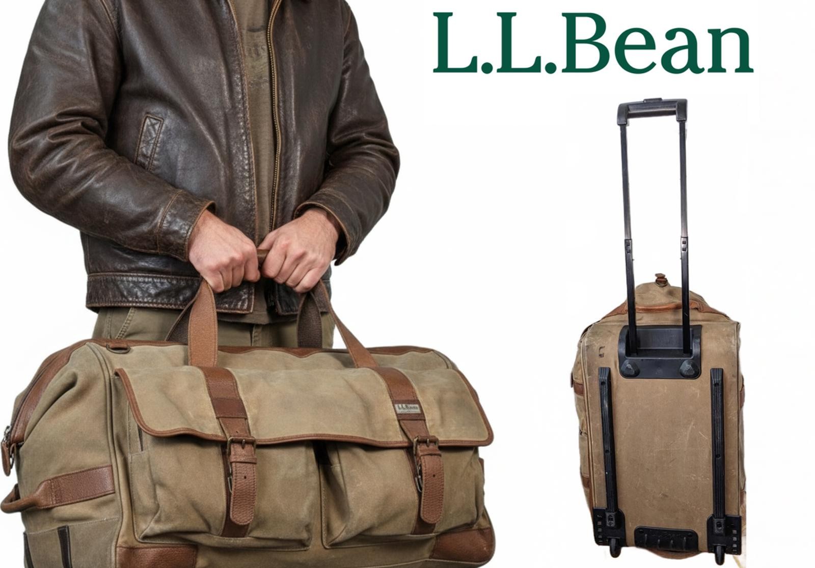L.L.Bean Rolling Duffel Bag Brown Canvas 1990 Carry-on China