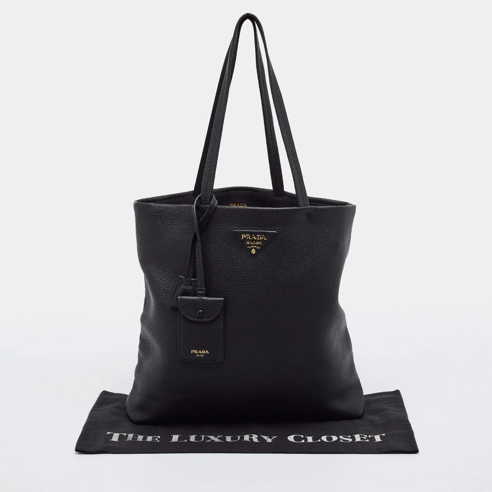 Prada Black Vitello Leather Tote