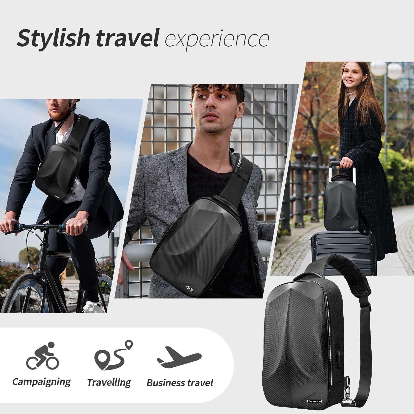 Anti Theft Sling Backpack Waterproof Hard Shell Travel Bag