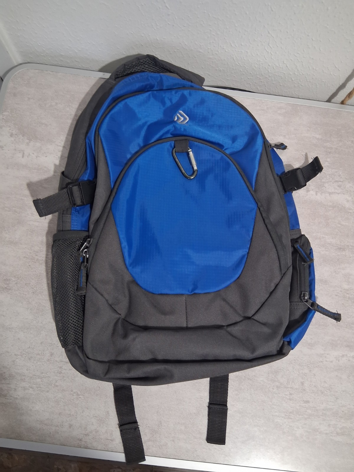 Deluxe Large Blue Grey Gray Backpack Padded Straps Many Pockets Buckle (UNUSED)