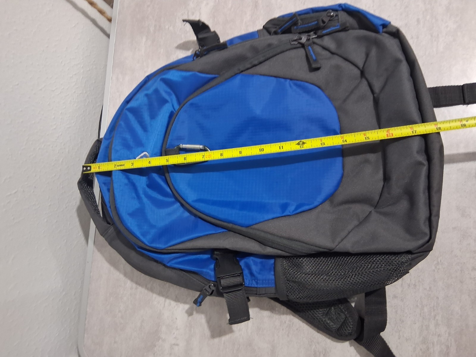 Deluxe Large Blue Grey Gray Backpack Padded Straps Many Pockets Buckle (UNUSED)