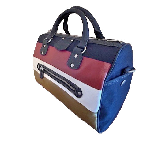 New Authentic Ghurka Black Web Stripe Canvas Leather Satchel handbag $1,395