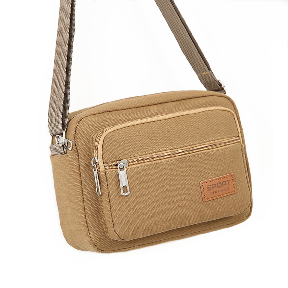Men’s Fashion Shoulder Casual Crossbody Bag Canvas Fabric Multi Pocket Design