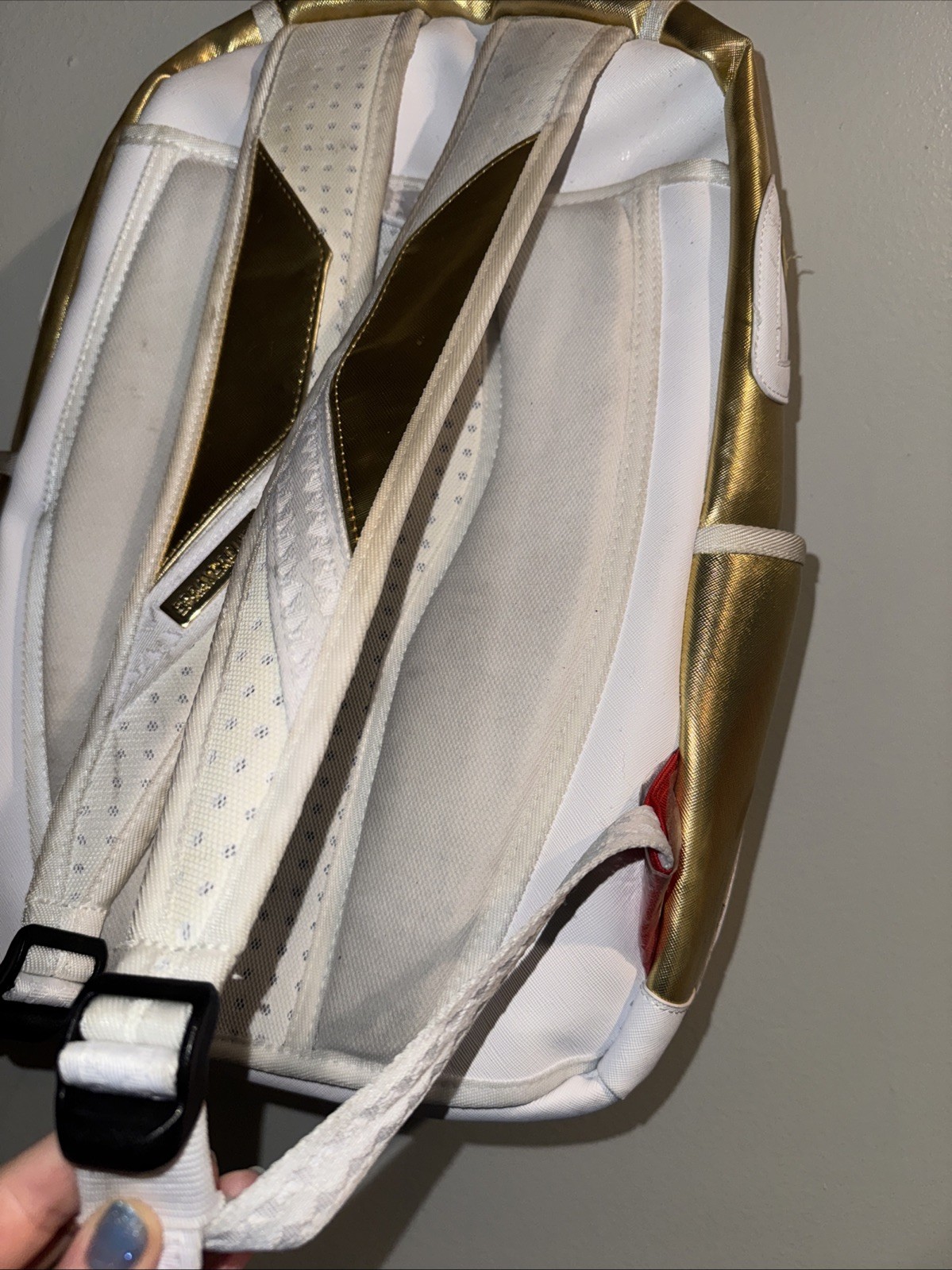 Sprayground Couture Regalia Gold Backpack🔥New White Bookbag Large School Bag