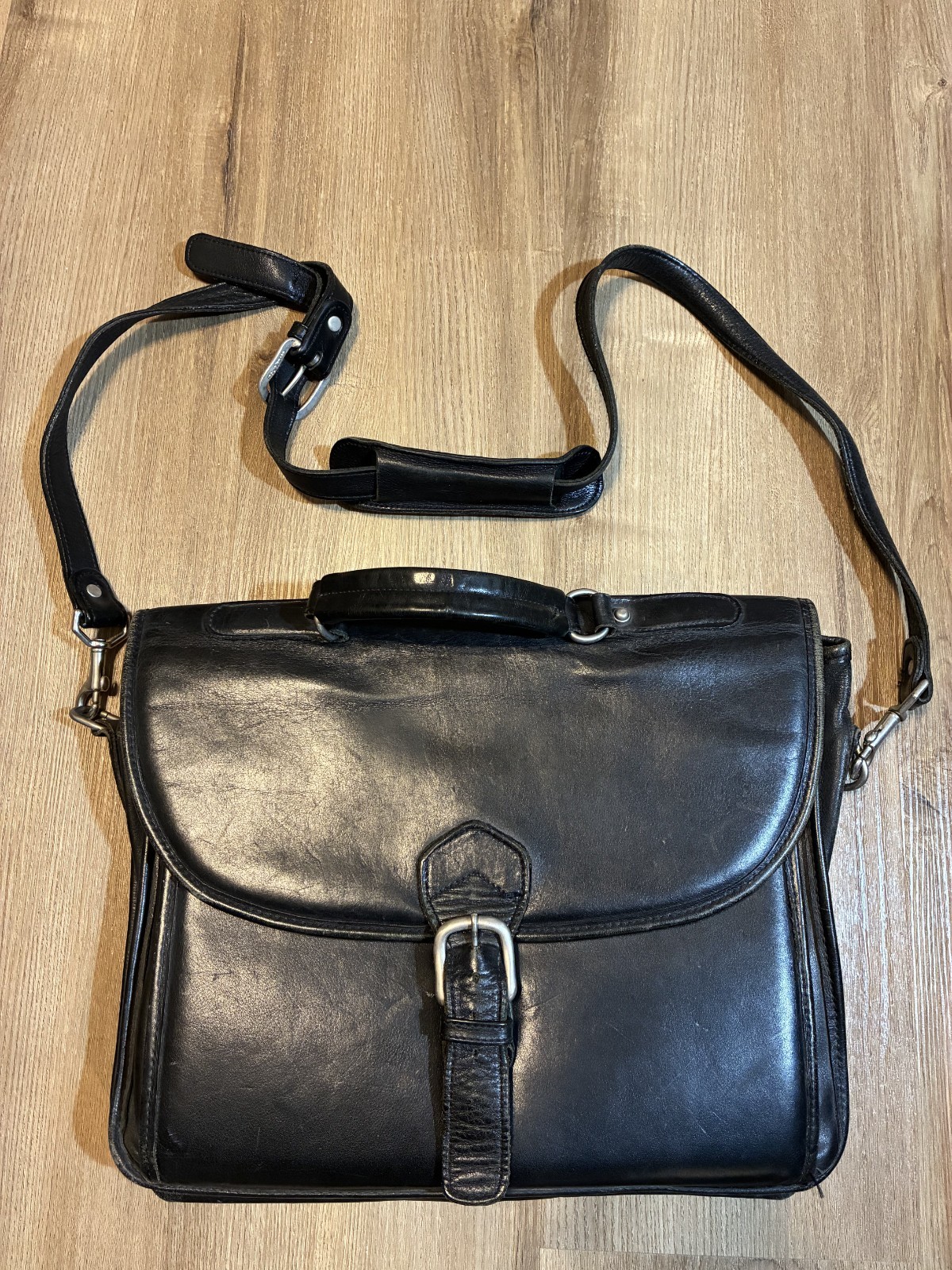 Aston Leather Briefcase, Black, 15 inch, Made in USA