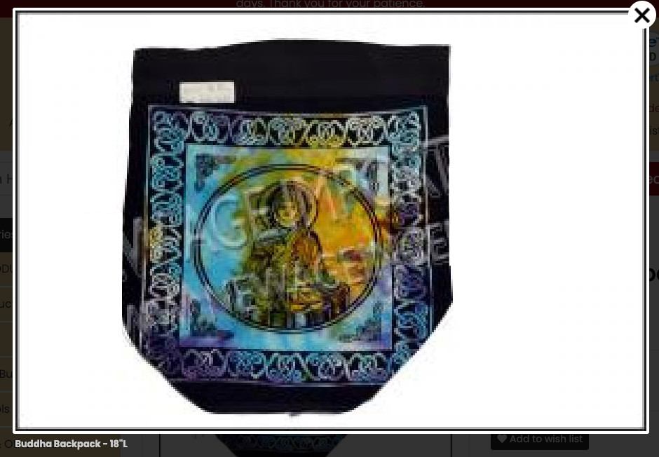 “hippie backpack” Buddha Backpack – 18″L
