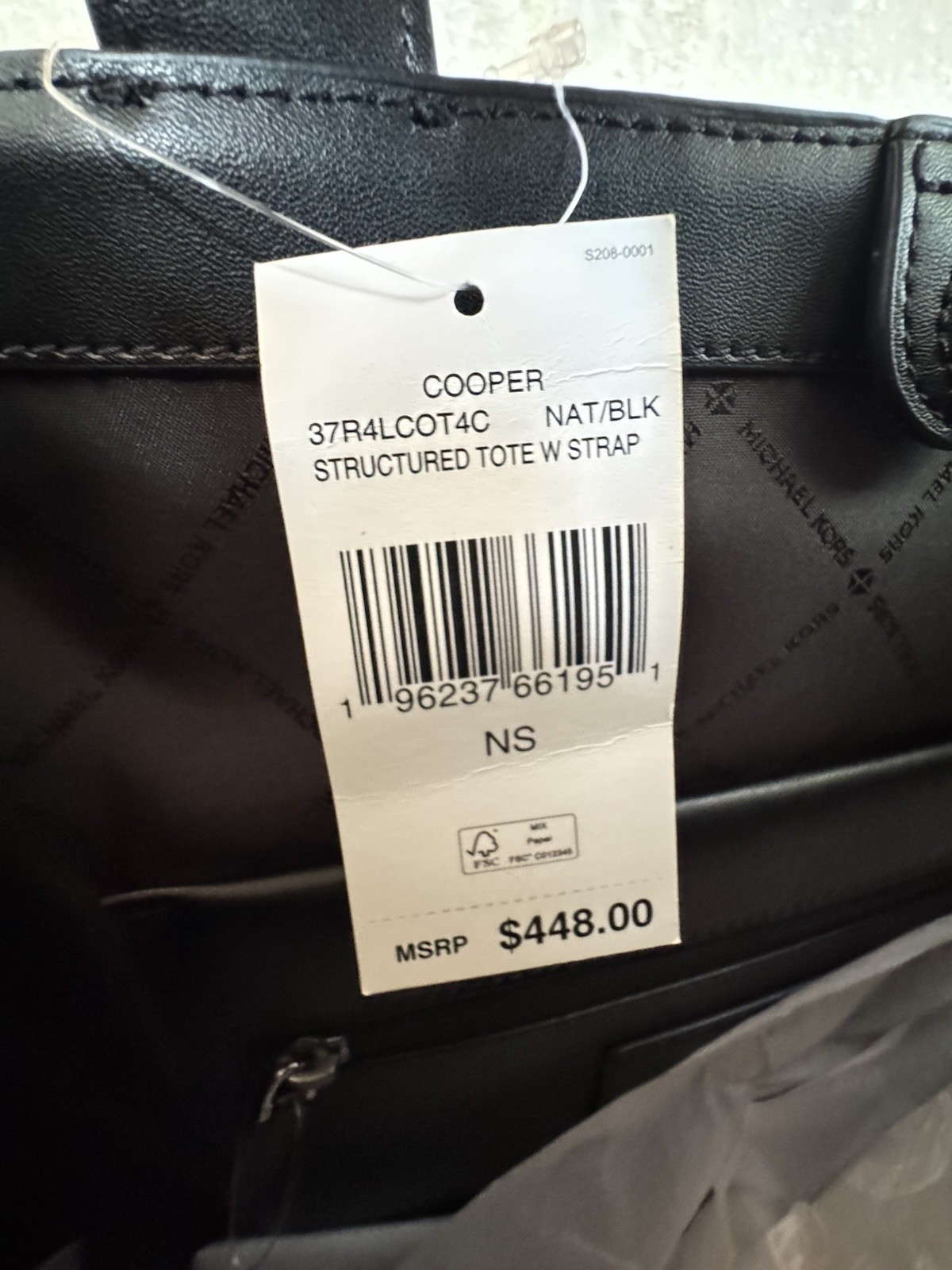 MICHAEL KORS COOPER XL COMMUTER STRUCTURED TOTE SHOULDER BAG NATURAL BLACK