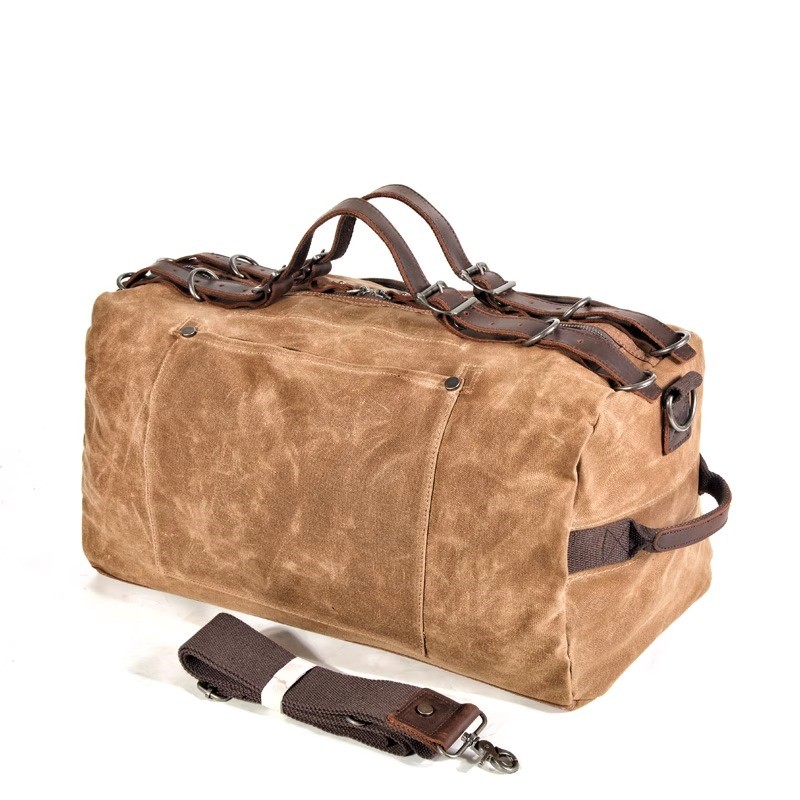 Retro Oil Wax Canvas Travel Bag Handbag Mens Outdoor Crossbody Luggage Bags