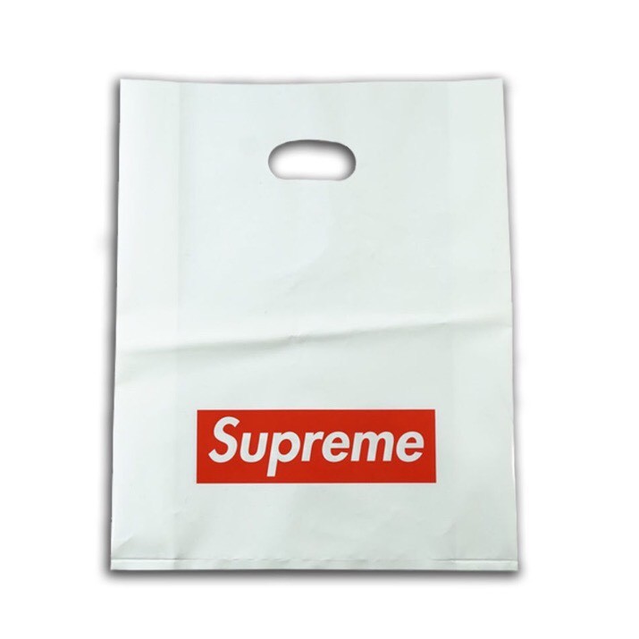 Supreme NY Plastic Tote Bag Red Box Logo Shopping Bag and 2 BOGO Stickers