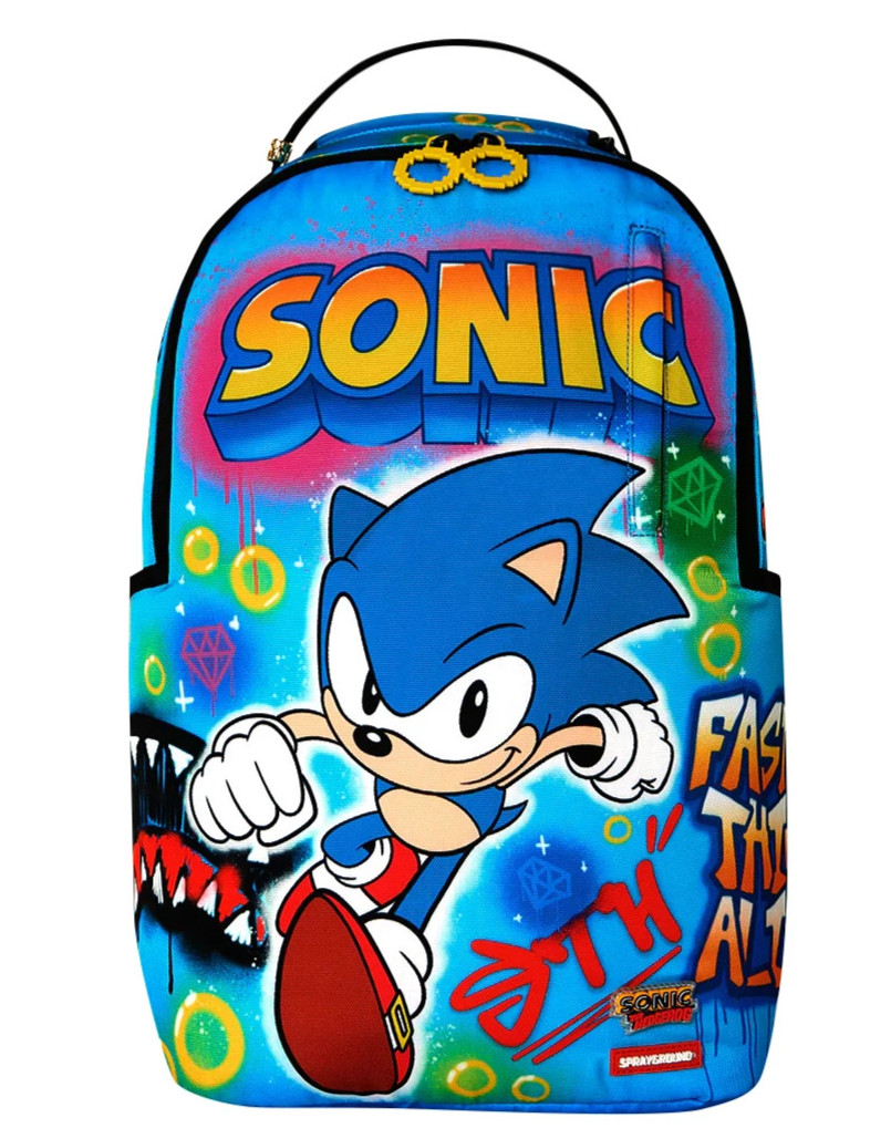 Sprayground SONIC On The Run Backpack🔥New Black Bookbag Kids School Bag