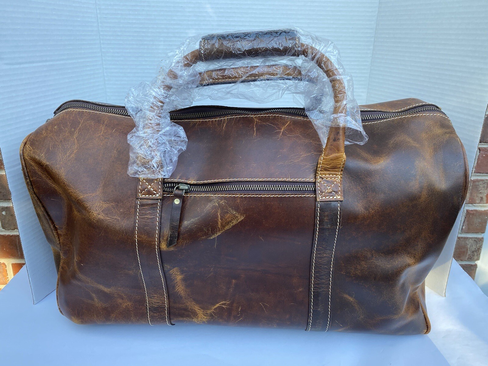 KomalC Leather Travel Duffel Bag Men/Women Full Grain Leather Overnight Sports