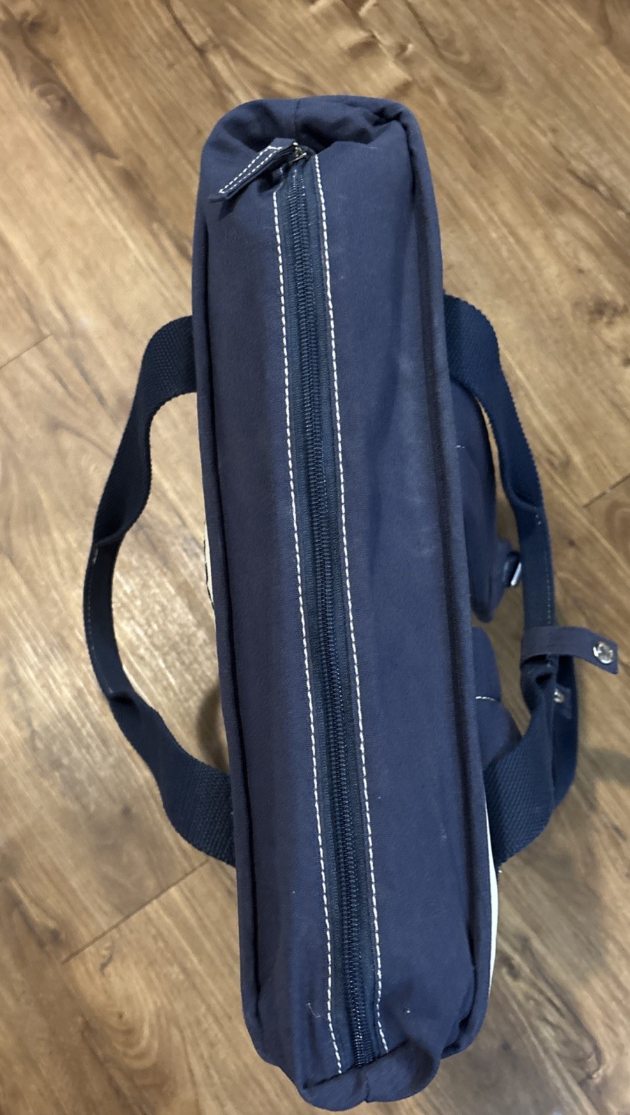 LLBean Large Insulated Navy & White Canvas Backpack Boat/Beach/Camping Tote