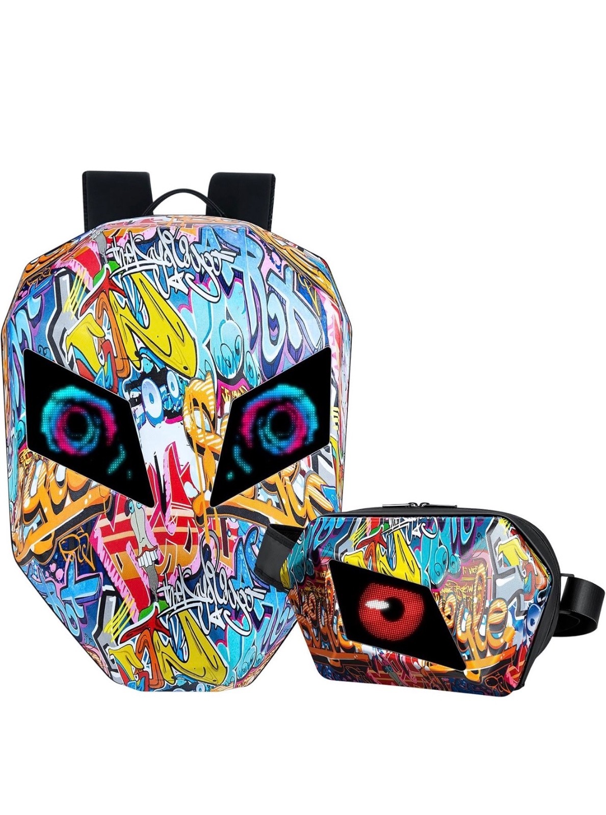 Gelrova [Batteries not included] Graffiti Style 2-in-1 Hardshell LED Backpack