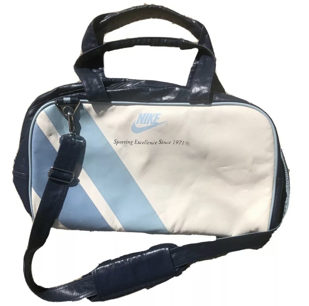 Vintage 80’s-90’s Nike Polyurethane Carolina Blue Tote Traveler Bag