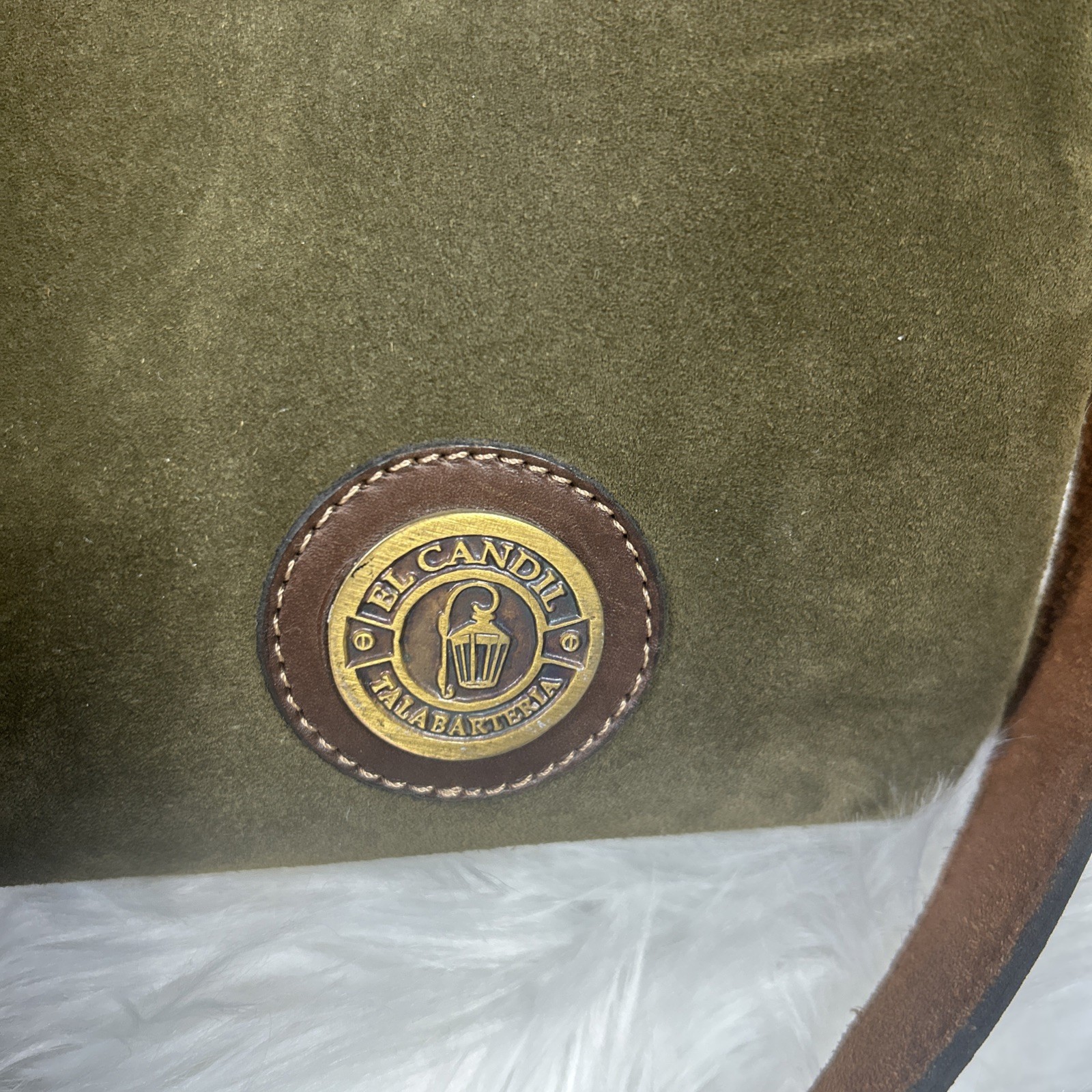Weekender Overnight Bag Suede Green Brown Crossbody Argentina Free Ship!Rare!