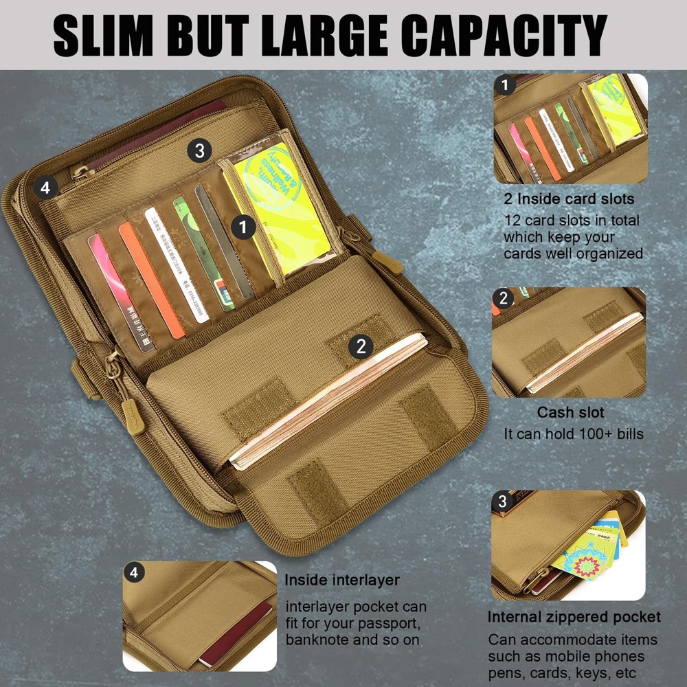 Men Tactical MOLLE Wallet EDC ID Credit Card Holder Portable Waist Purse Bag US