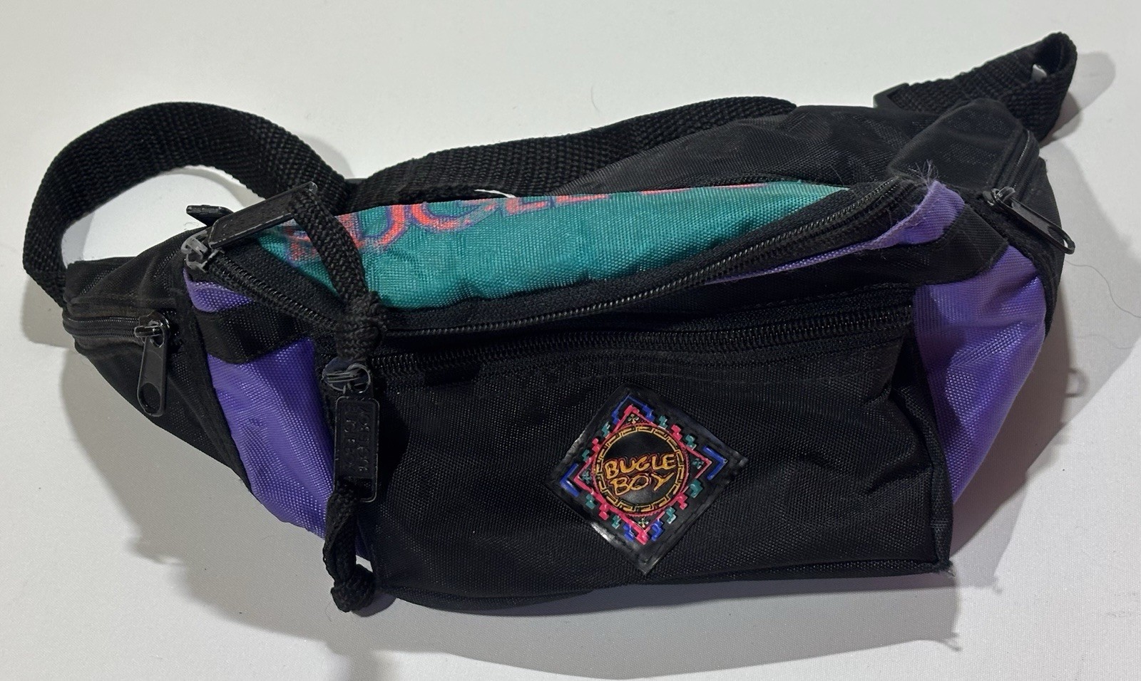 Vintage Bugle Boy Fanny Pack Waist Bag Athletic Gym 80s 90s Fresh Neon 5 Pockets