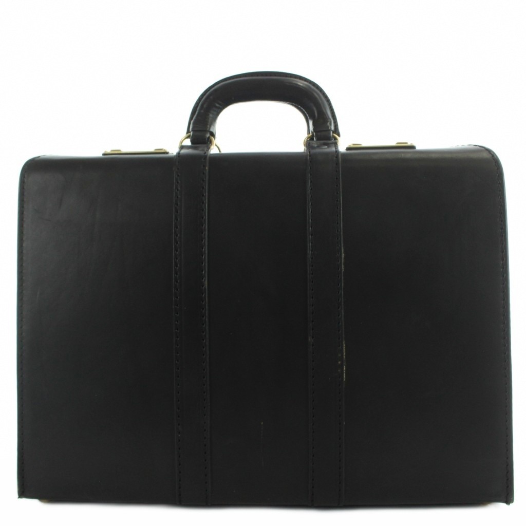 JAS Leather Briefcase Men’s Business Bag Black 13x7x18in Used B Grade