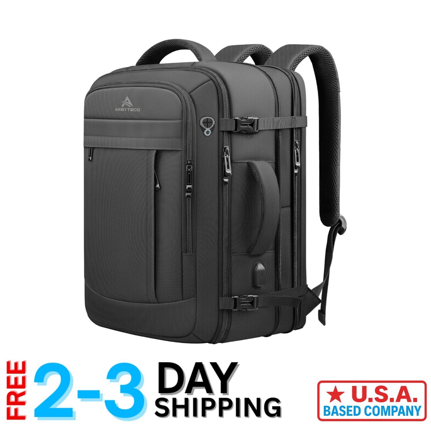 Versatile 50L Laptop Backpack with USB Port – Ideal for Travel and Business