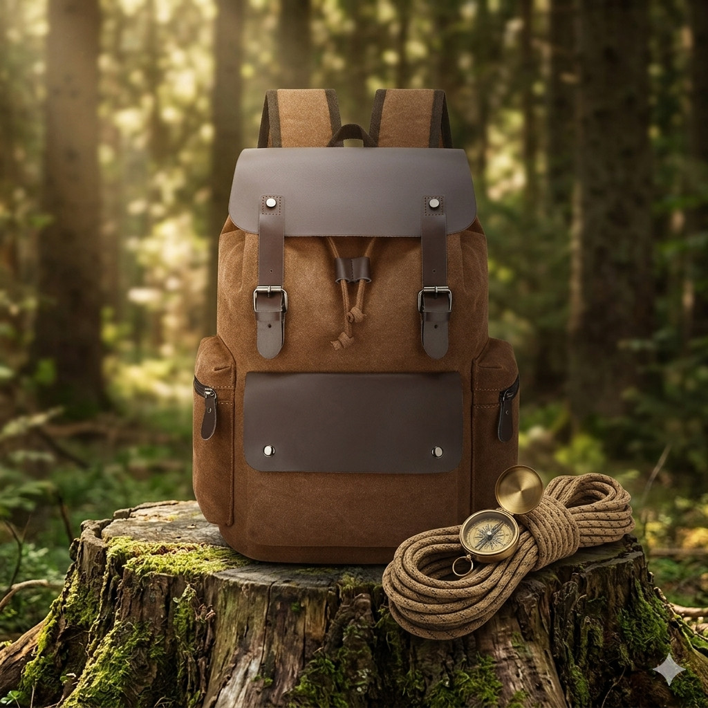 Vintage Canvas Backpack Rucksack Men Women Travel Laptop School Hiking Bag Large