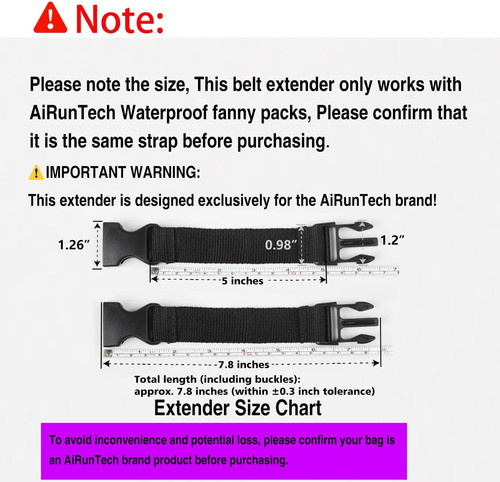 AiRunTech Extender Belt Adjustable Strap for Waterproof Fanny M-5 inches