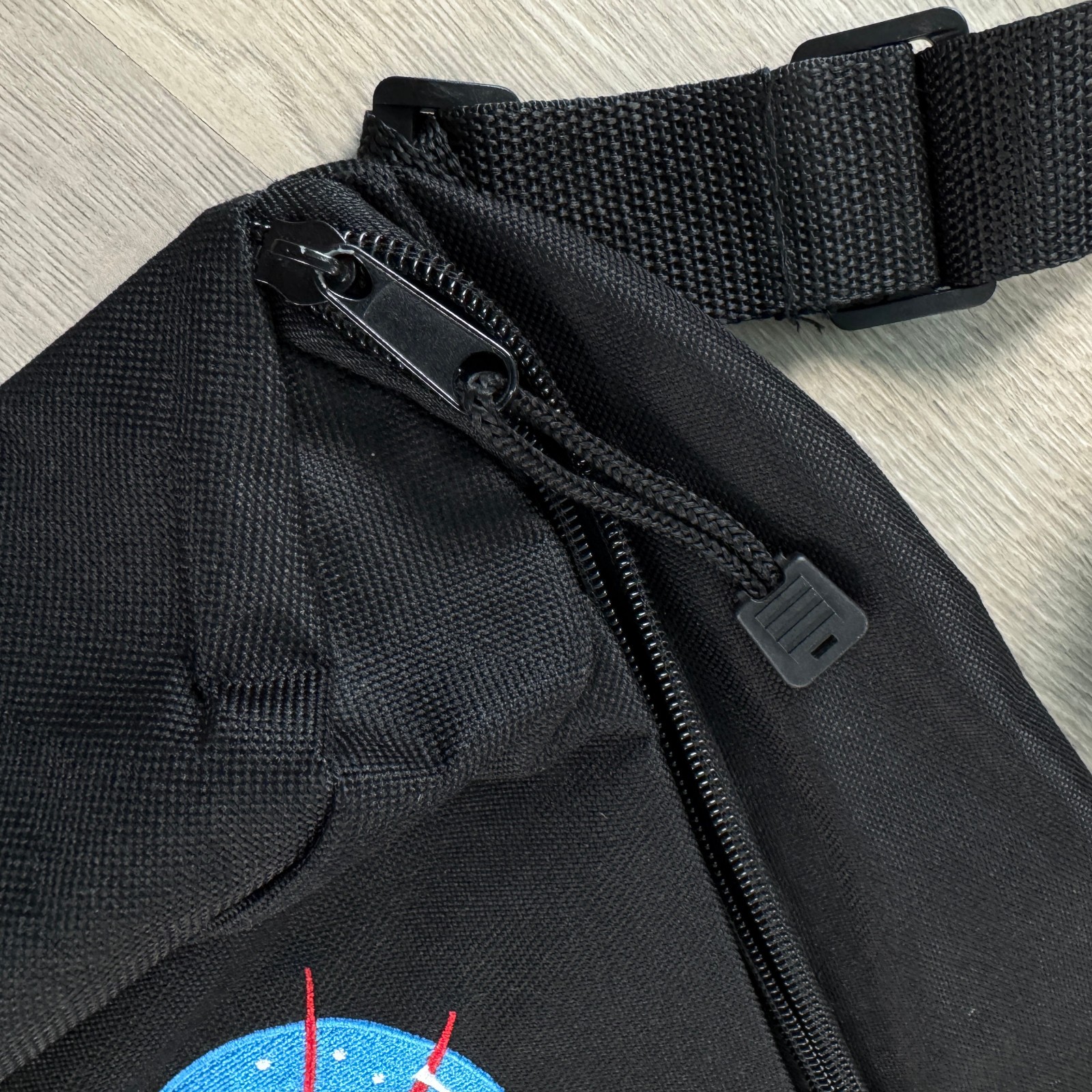 NASA Kennedy Space Center Crossbody Sling Bag Black Embroidered Logo