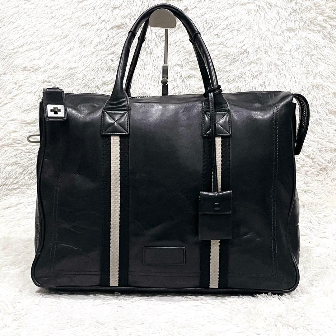 Authentic BALLY Leather Business Tote Bag 40cm x 33cm Black, Genuine Leather